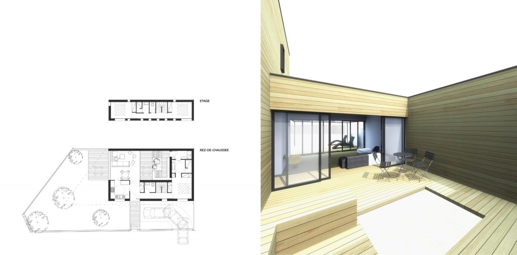 Maison en bois à pation à Nanterre