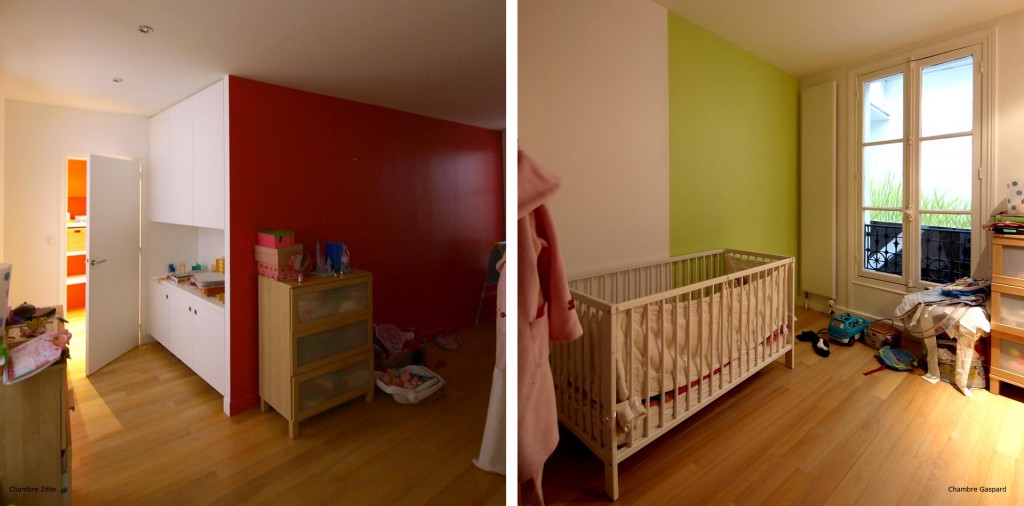 réaménagement des espaces nuit d'un loft eu pré saint gervais : chambre de bébé et d'enfant