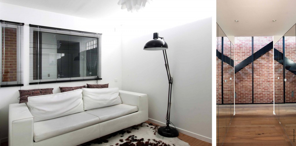 Projet So'House, maison de ville de style industriel à Saint-Ouen : rez-de-chaussée, petit salon et dressing
