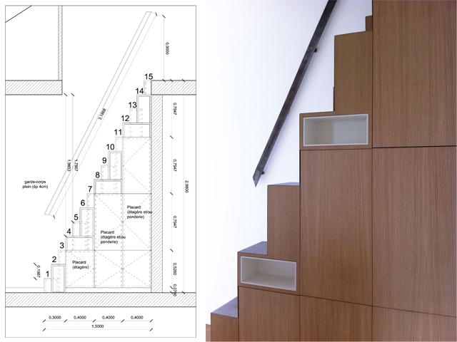 Un escalier à pas japonais : gain de place et élégance