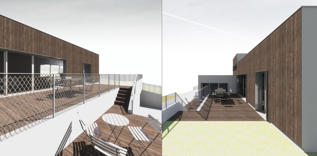 une maison intelligente alliant domotique et écologie : jeux des demi niveaux et des terrasses
