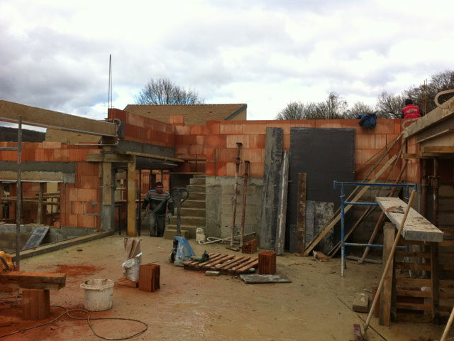 Chantier de la maison Vineshoot à Montlignon: superstructure en cours