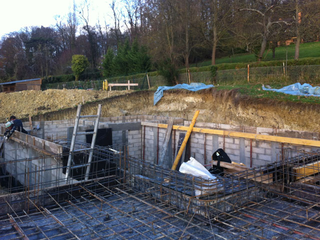 Chantier de la maison Vineshoot à Montlignon : sous-sol