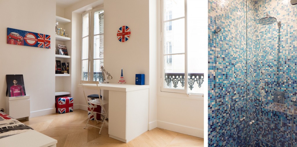 appartement White séjour : chambre et salle d'eau garçon